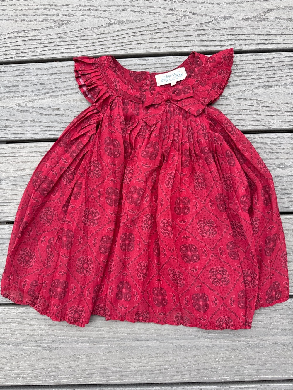 indigo soul Red Floral Ruffled Neck Dress